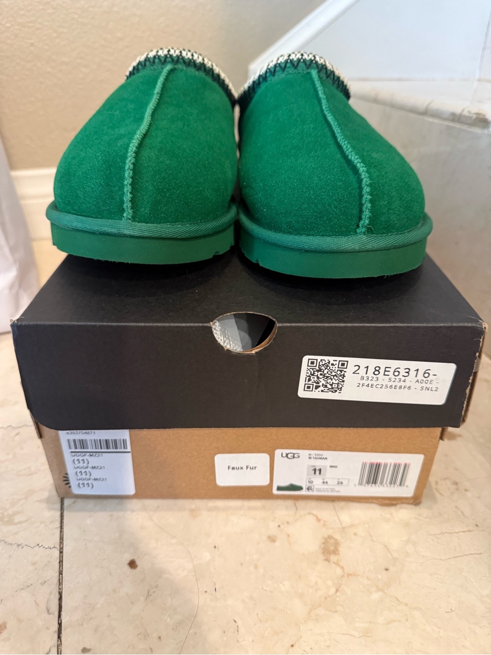 UGG Kids Emerald Green Suede Slip-On Slippers